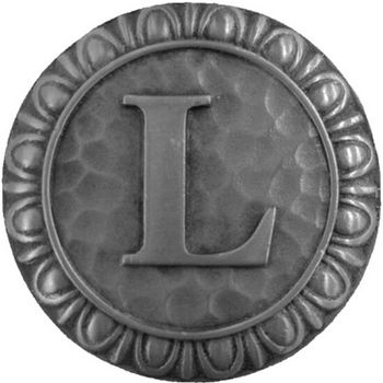 Notting Hill Initial Collection 1-3/8'' Diameter Initial L Round Cabinet Knob in Antique Pewter, 1-3/8'' Diameter x 7/8'' D