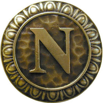 Notting Hill Initial Collection 1-3/8'' Diameter Initial N Round Cabinet Knob in Antique Brass, 1-3/8'' Diameter x 7/8'' D