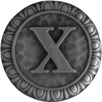 Notting Hill Initial Collection 1-3/8'' Diameter Initial X Round Cabinet Knob in Antique Pewter, 1-3/8'' Diameter x 7/8'' D