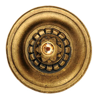 Notting Hill King's Road Collection 1-1/4'' Diameter Portobello Road (Crystals) Round Cabinet Knob in 24K Satin Gold, 1-1/4'' Diameter x 1-1/2'' D