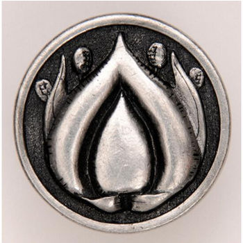 Notting Hill Nouveau Collection 1-3/8'' Diameter Hope Blossom Round Cabinet Knob in Brilliant Pewter, 1-3/8'' Diameter x 7/8'' D