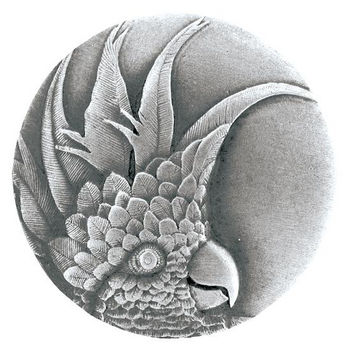 Notting Hill Tropical Collection 1-3/8'' Diameter Small Cockatoo Left Side Round Cabinet Knob in Antique Pewter, 1-3/8'' Diameter x 7/8'' D