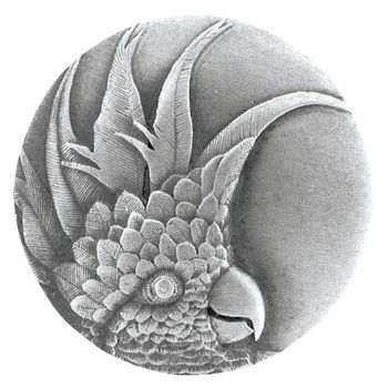 Notting Hill Tropical Collection 2'' Diameter Large Cockatoo Left Side Round Cabinet Knob in Antique Pewter, 2'' Diameter x 7/8'' D