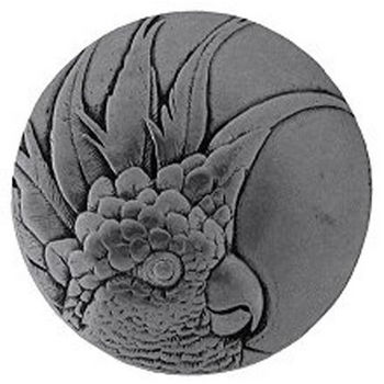 Notting Hill Tropical Collection 2'' Diameter Large Cockatoo Left Side Round Cabinet Knob in Brilliant Pewter, 2'' Diameter x 7/8'' D