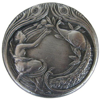 Knob, Peacock Lady, Antique Pewter