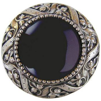 Knob, Victorian Jewel, Black Onyx, Brite Nickel