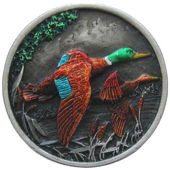 Knob, On the Wing (Ducks), Hand Tinted Pewter