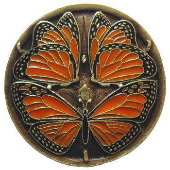 Knob, Monarch Butterflies, Enameled Brass