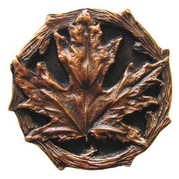 Knob, Maple Leaf, Antique Copper