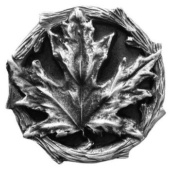 Knob, Maple Leaf, Antique Pewter