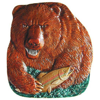 Knob, Shore Lunch (Bear), Hand Tinted Pewter