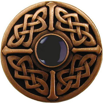 Knob, Celtic Jewel, Black Onyx, Antique Copper