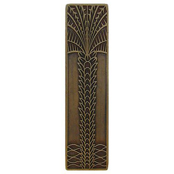 Notting Hill Tropical Collection 4'' Wide Royal Palm (Vertical) Cabinet Pull in Antique Brass, 4'' W x 7/8'' D x 1'' H