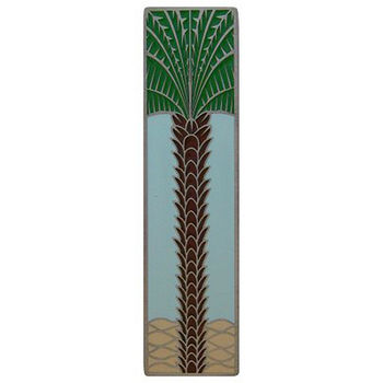 Notting Hill Tropical Collection 4'' Wide Royal Palm/Pale Blue (Vertical) Cabinet Pull in Enameled Antique Pewter, 4'' W x 7/8'' D x 1'' H