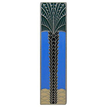 Notting Hill Tropical Collection 4'' Wide Royal Palm/Periwinkle (Vertical) Cabinet Pull in Enameled Antique Pewter, 4'' W x 7/8'' D x 1'' H