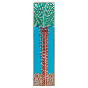 Notting Hill Tropical Collection 4'' Wide Royal Palm/Turquoise (Vertical) Cabinet Pull in Enameled Brilliant Pewter, 4'' W x 7/8'' D x 1'' H