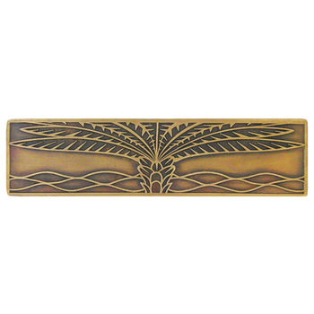 Notting Hill Tropical Collection 4'' Wide Royal Palm (Horizontal) Cabinet Pull in Antique Brass, 4'' W x 7/8'' D x 1'' H