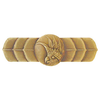 Notting Hill Tropical Collection 4-1/4'' Wide Cockatoo (Horizontal - Right Side) Cabinet Pull in Antique Brass, 4-1/4'' W x 7/8'' D x 1-1/2'' H