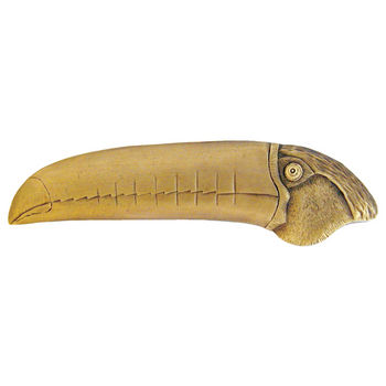 Notting Hill Tropical Collection 4-3/8'' Wide Toucan (Right Side) Cabinet Pull in Antique Brass, 4-3/8'' W x 7/8'' D x 1-1/4'' H
