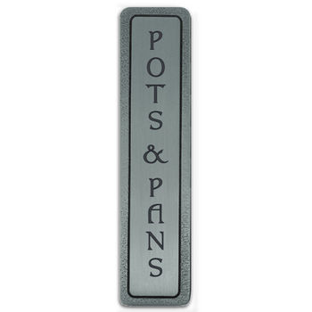 Notting Hill Kitchen ID Collection 4'' Wide (Vertical) ''Pots & Pans'' Cabinet Pull in Antique Pewter, 4'' W x 7/8'' D x 7/8'' H