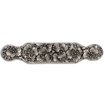 Notting Hill Florals & Leaves Collection 6-1/4'' Wide Florid Leaves Large Cabinet Pull in Antique Pewter, 6-1/4'' W x 7/8'' D x 4-1/4'' H