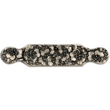 Notting Hill Florals & Leaves Collection 6-1/4'' Wide Florid Leaves Large Cabinet Pull in Satin Nickel, 6-1/4'' W x 7/8'' D x 4-1/4'' H