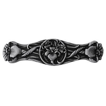 Notting Hill Nouveau Collection 3-7/8'' Wide River Iris Cabinet Pull in Brilliant Pewter, 3-7/8'' W x 7/8'' D x 1'' H