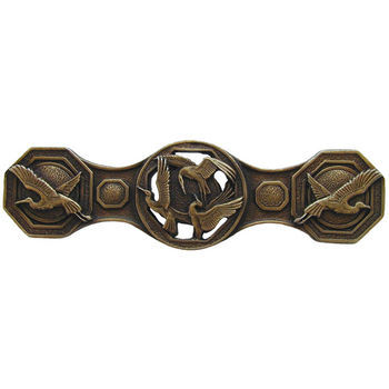 Notting Hill Lodge & Nature Collection 3-7/8'' Wide Crane Dance Cabinet Pull in Antique Brass, 3-7/8'' W x 7/8'' D x 1-1/8'' H