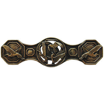 Notting Hill Lodge & Nature Collection 3-7/8'' Wide Crane Dance Cabinet Pull in Brite Brass, 3-7/8'' W x 7/8'' D x 1-1/8'' H