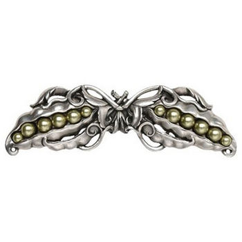 Notting Hill Kitchen Garden Collection 5'' Wide Pearly Peapod Cabinet Pull in Antique Pewter, 5'' W x 1-1/8'' D x 1-1/2'' H