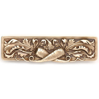Notting Hill Kitchen Garden Collection 4-7/8'' Wide Leafy Carrot Cabinet Pull in Antique Brass, 4-7/8'' W x 7/8'' D x 1-3/8'' H