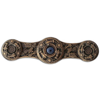 Notting Hill Jewels Collection 3-7/8'' Wide Jeweled Lily Cabinet Pull in Antique Brass with Blue Sodalite Natural Stone Center, 3-7/8'' W x 7/8'' D x 1-1/16'' H