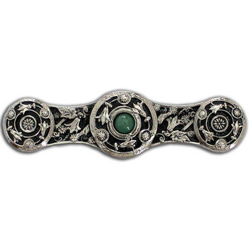 Notting Hill Jewels Collection 3-7/8'' Wide Jeweled Lily Cabinet Pull in Brite Nickel with Green Aventurine Natural Stone Center, 3-7/8'' W x 7/8'' D x 1-1/16'' H