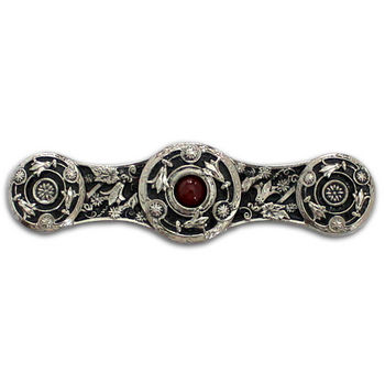 Notting Hill Jewels Collection 3-7/8'' Wide Jeweled Lily Cabinet Pull in Brite Nickel with Red Carnelian Natural Stone Center, 3-7/8'' W x 7/8'' D x 1-1/16'' H
