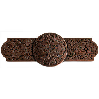 Notting Hill Classic Collection 4'' Wide Renaissance Etch Cabinet Pull in Antique Copper, 4'' W x 7/8'' D x 1-1/2'' H