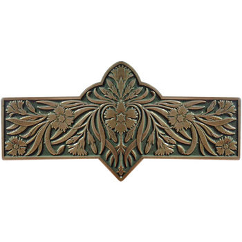 Notting Hill English Garden Collection 4-3/8'' Wide Dianthus Cabinet Pull in Enameled Antique Brass/Sage (Green), 4-3/8'' W x 7/8'' D x 2-1/4'' H