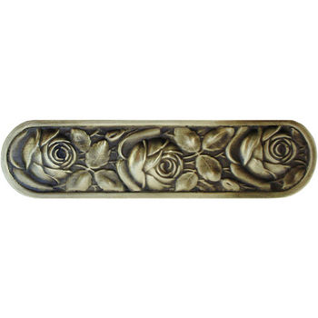 Notting Hill English Garden Collection 4-3/8'' Wide McKenna's Rose Cabinet Pull in Antique Brass, 4-3/8'' W x 7/8'' D x 1-1/4'' H