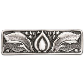 Notting Hill Nouveau Collection 4-1/8'' Wide Hope Blossom Cabinet Pull in Antique Pewter, 4-1/8'' W x 7/8'' D x 1-3/8'' H