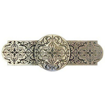 Notting Hill Classic Collection 4'' Wide Renaissance Etch Cabinet Pull in Brite Brass, 4'' W x 7/8'' D x 1-1/2'' H
