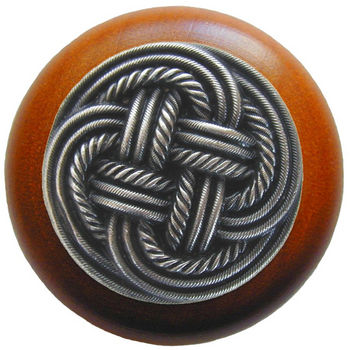 Notting Hill Pastimes Collection 1-1/2'' Diameter Classic Weave Cherry Wood Round Knob in Antique Pewter, 1-1/2'' Diameter x 1-1/8'' D