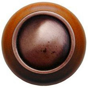 Notting Hill Classic Collection 1-1/2'' Diameter Plain Dome Cherry Wood Round Knob in Antique Copper, 1-1/2'' Diameter x 1-1/8'' D