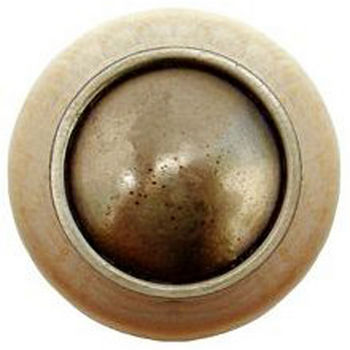 Notting Hill Classic Collection 1-1/2'' Diameter Plain Dome Natural Wood Round Knob in Antique Brass, 1-1/2'' Diameter x 1-1/8'' D