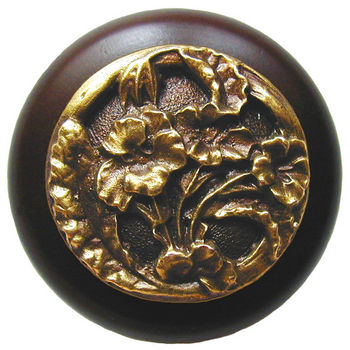Hibiscus, Walnut Wood w/ Pewter Knobs, Antique Brass