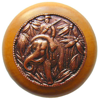 Knob, Jungle Patrol, Maple Wood w/ Pewter, Antique Copper