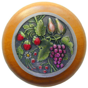 Knob, Tuscan Bounty, Maple Wood, Hand Tinted Pewter