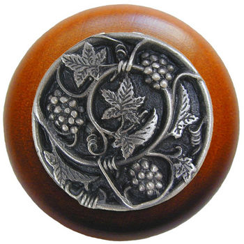 Knob, Grapevines, Cherry Wood, Antique Pewter
