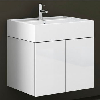 Iotti by Nameeks Smile SM01 Wall Mounted Single Sink Bathroom Vanity in Glossy White, 23-1/5" Wide (Includes: Main Cabinet and Sink Top)