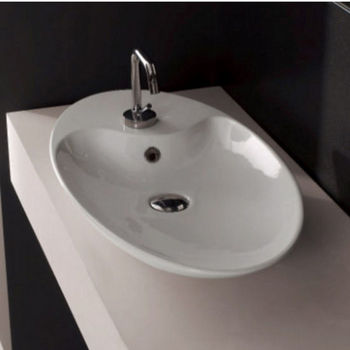 Nameeks Shape 70 Above Counter Bathroom Sink in White, Single Hole