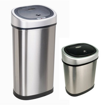 Nine Stars 50 Liters (13.2 Gallons) and 12 Liters (3.2 Gallons) Infrared Motion Sensor Trash Can Combo in Stainless Steel
