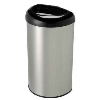 Nine Stars 50 Liters (13.2 Gallons) Open Top Trash Can in Black / Stainless Steel, 14-29/32'' W x 11-29/32'' D x 26-5/16'' H